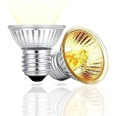 Reptile UVB Basking Bulb – 25W | 50W | 75W UVA+UVB Heat Lamp for Turtles, Lizards, Snakes &amp; Amphibians, E27 Base Sunlight Spotlight (Set of 2 UV Bulbs - 50W)